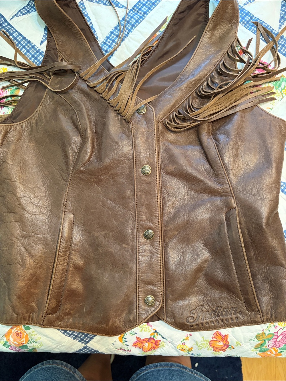 Indian Motorcycle Women’s Leather Fringe Vest. Vintage Brown Colorway. Western S - Picture 13 of 14